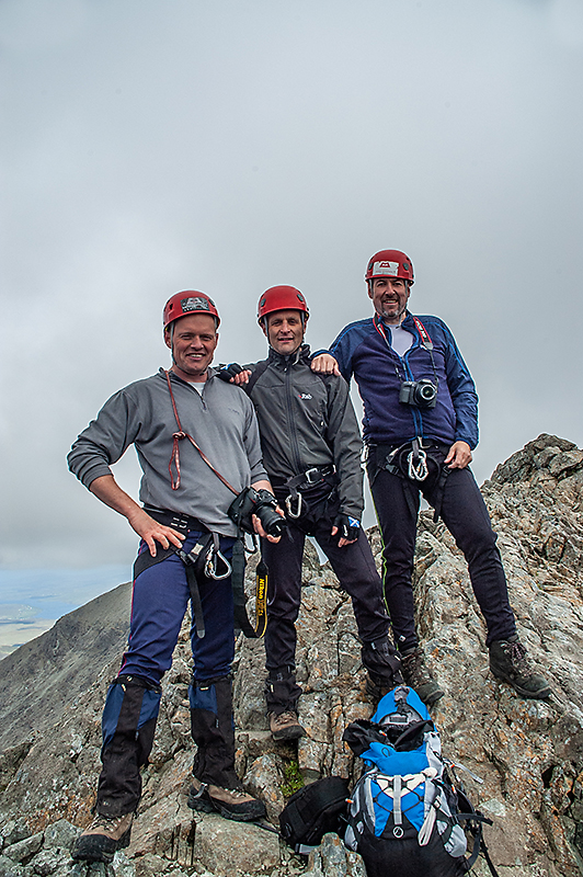 673. Kevin, Peter and Rab after climbing the Inaccessible Pinnacle, Skye
