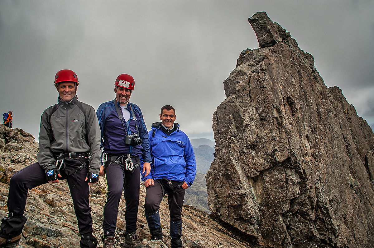 674. Kevin, Stuart and Rab after climbing the Inaccessible Pinnacle, Skye